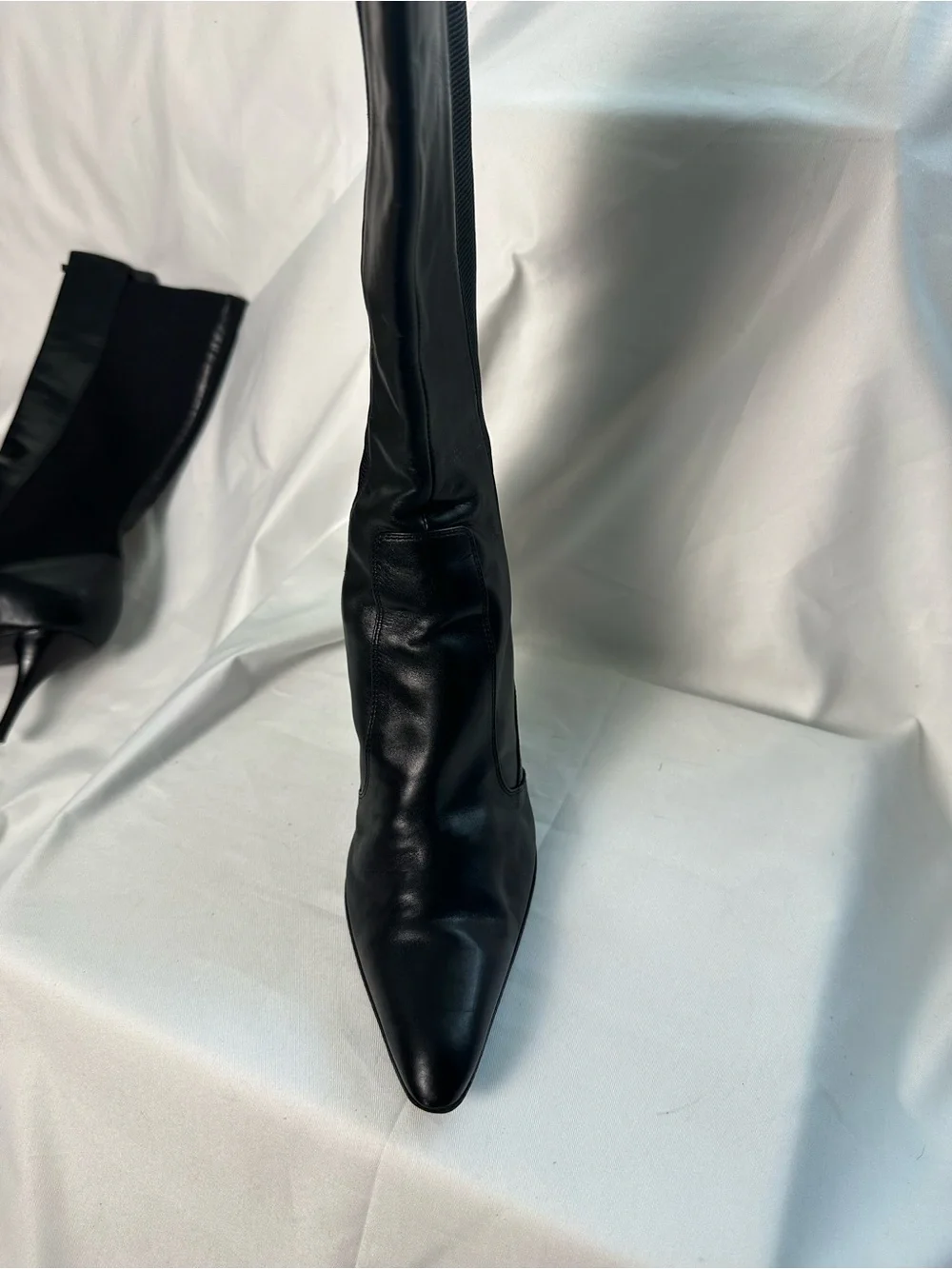 YSL Yves Saint Laurent Black Leather Tall Boots Italy